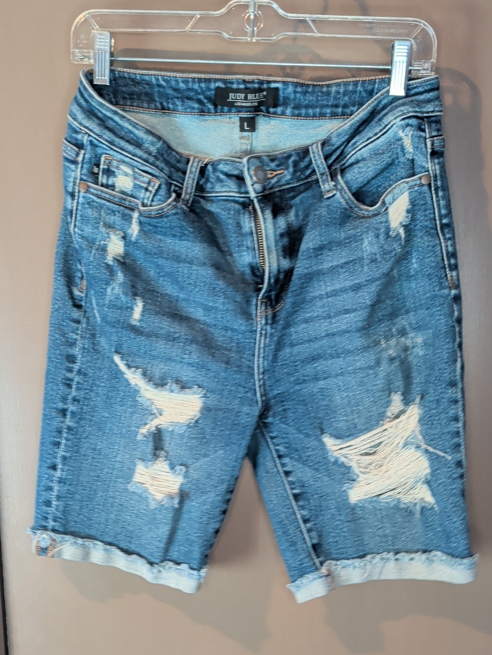 Judy Blue Medium Wash Distressed Denim Shorts